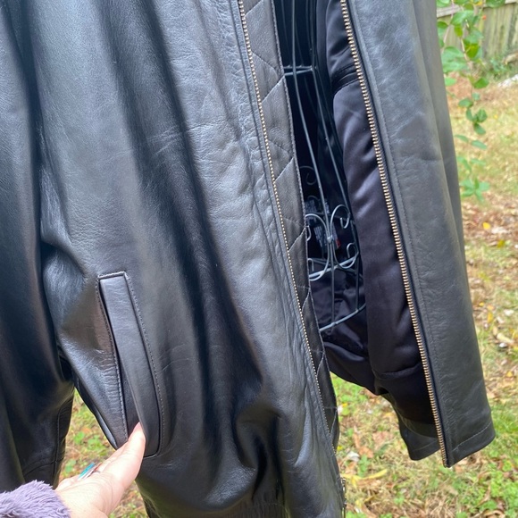 Sea Dream Black Genuine Leather Coat with Removable Thinsulate Liner - Picture 9 of 16